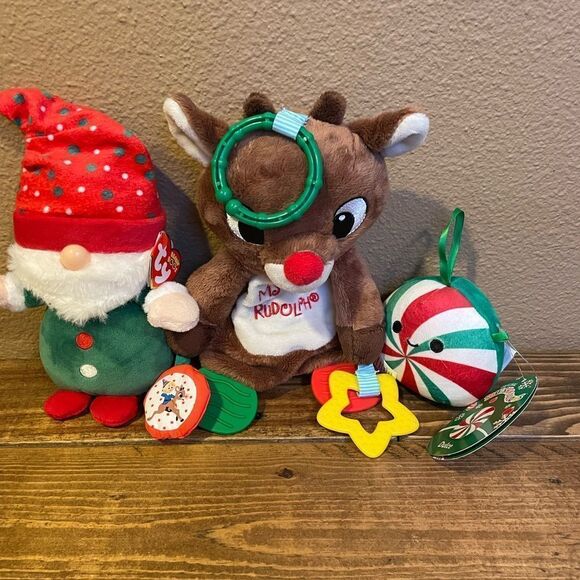 Rudolph My First Rudolph TY Christmas Gnome Squishmallow Candy Cane Plush - Picture 8 of 15